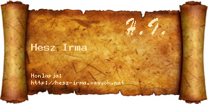Hesz Irma névjegykártya